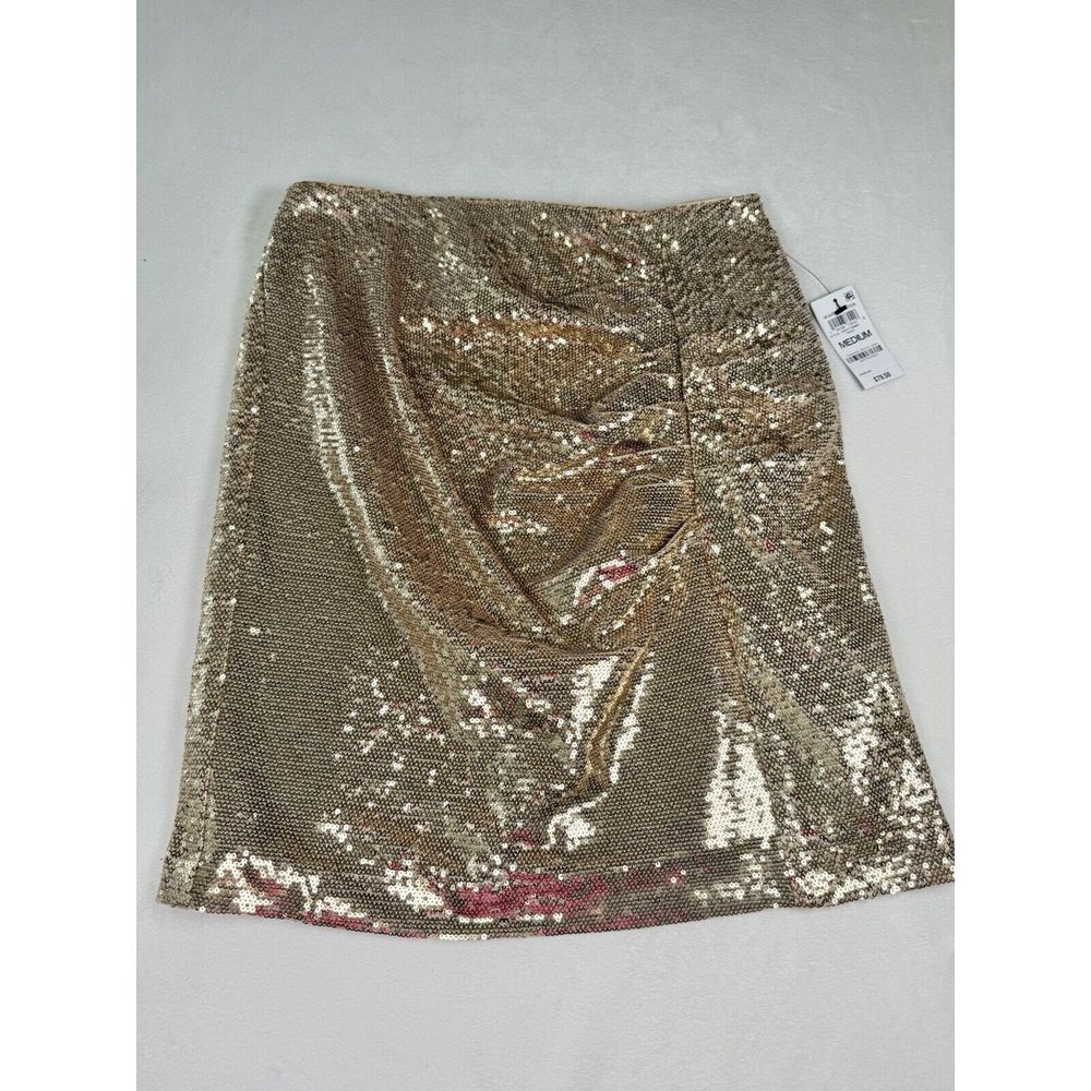 INC Women's Gold‎ Shimmering Sequin Holiday Warm Winter Skirt Size Medium
